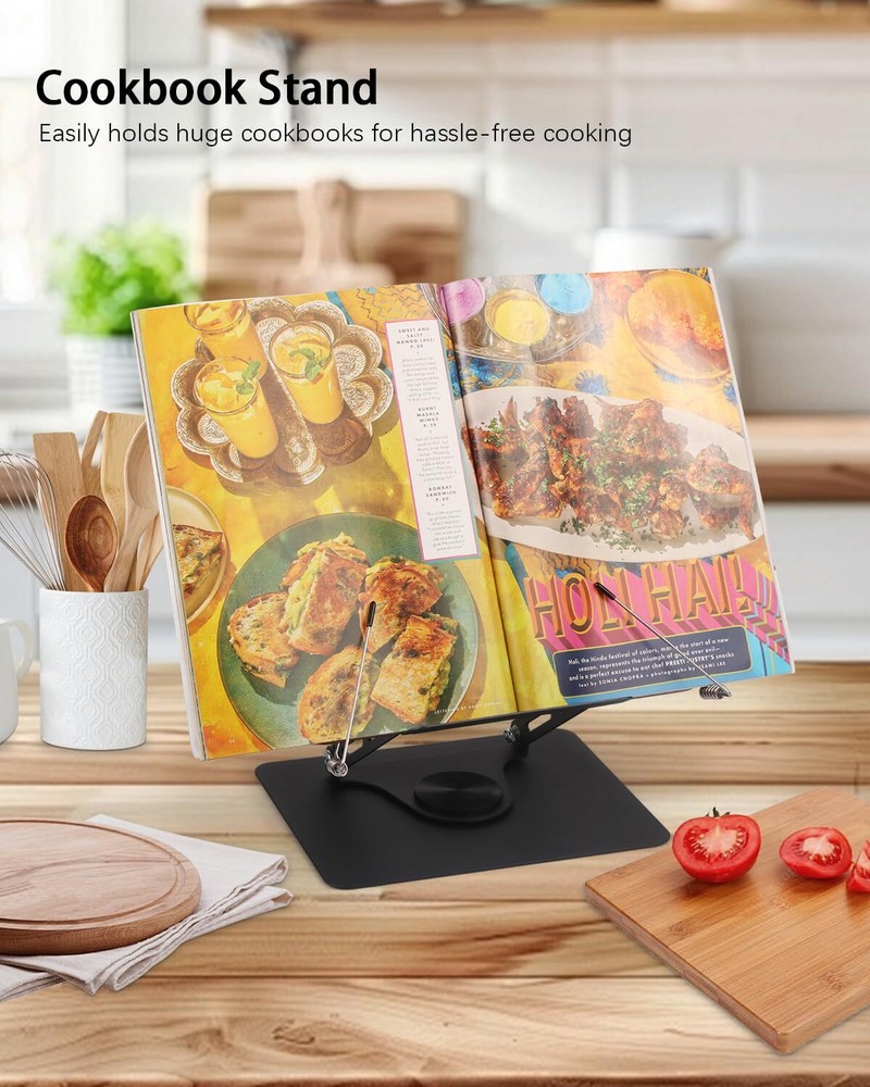 Book Stand for Reading Adjustable Book Holder with 360 Degree Rotating Base &...