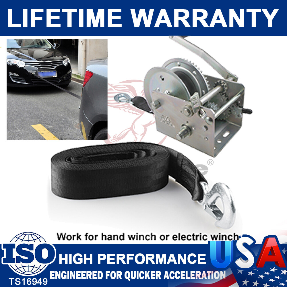 10000 lbs DELUXE BOAT TRAILER REPLACEMENT WINCH STRAP 2" x20' & SNAP HOOK QUICKS