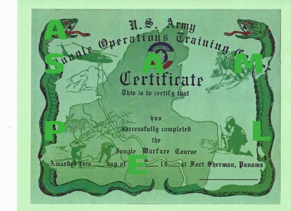 C24 US Jungle Warfare Course Certificate early version