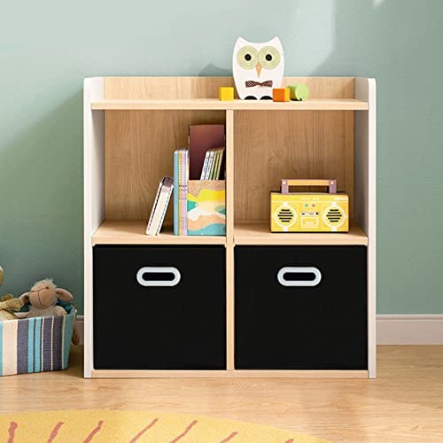 Fabric Cloth Storage Bins,Cube Organizer with Dual Handles 3 Pack Black