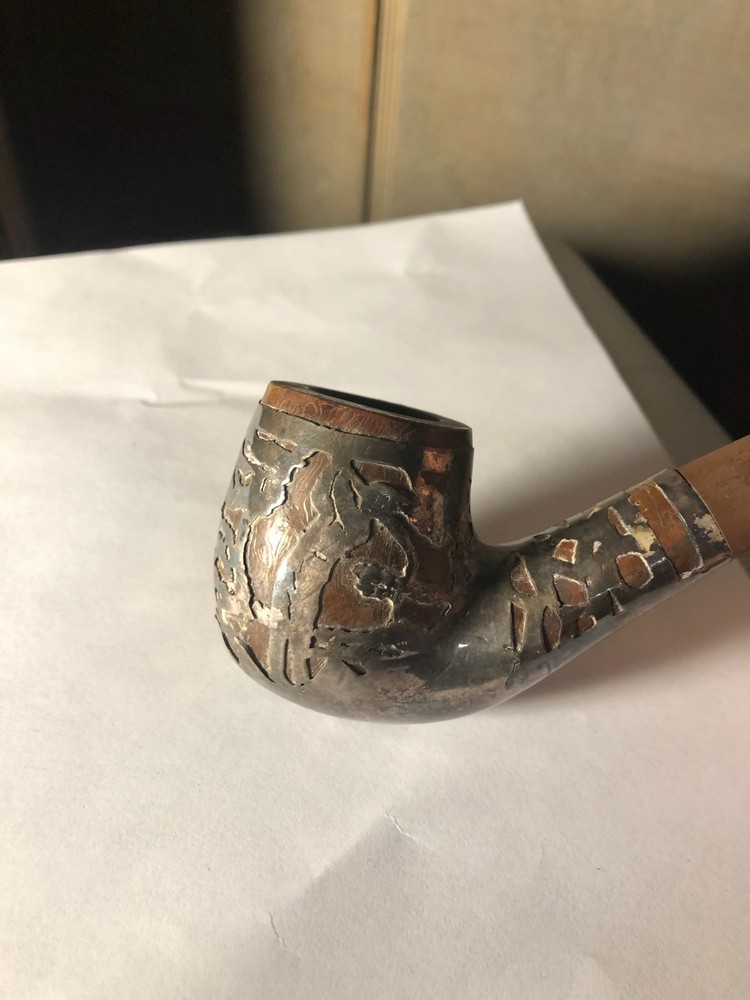 Golf Themed Sterling Silver Overlaid Smoking Pipe