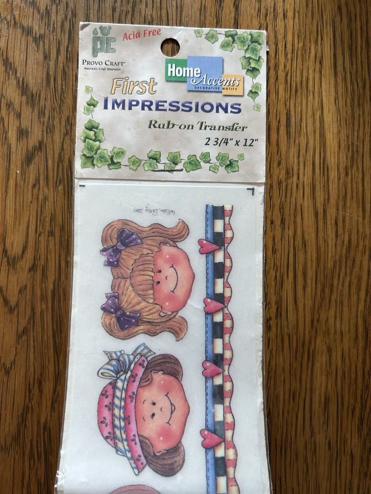 Vintage first impressions rub on transfer