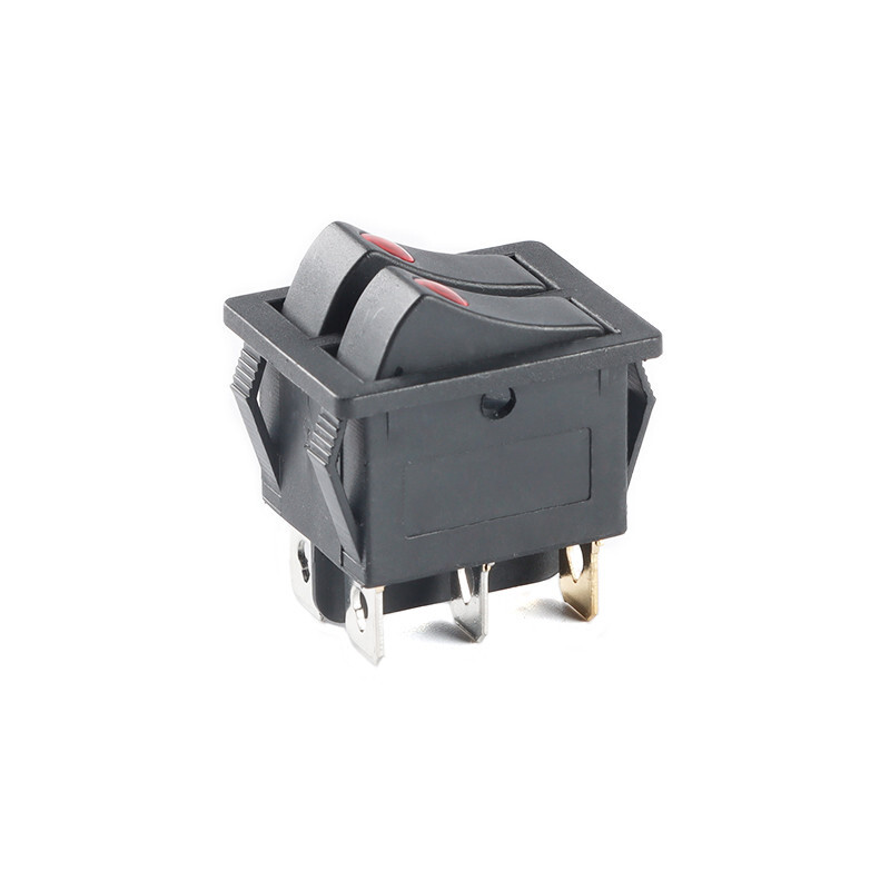 LED Illuminated Rectangular Rocker Switch Red ON-OFF 6 Pin 2 Position 220V KCD6