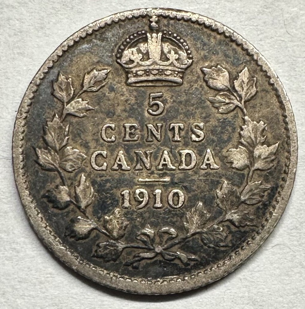 1910 Canada 5 Cents, VF Silver! #1