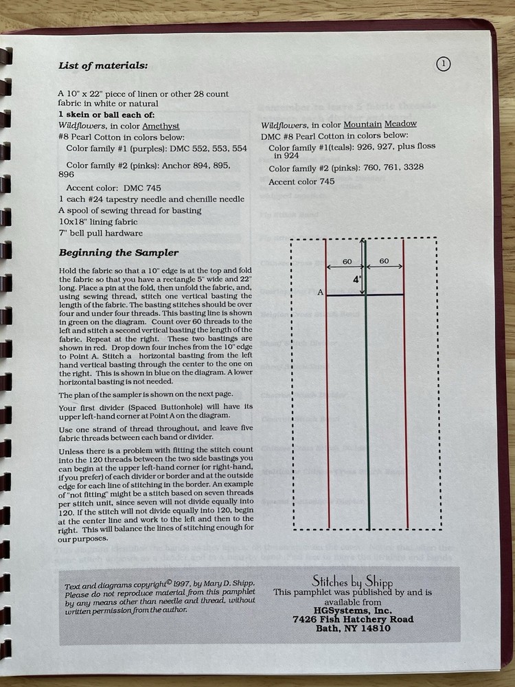 Band Sampler Bell Pull Instruction Book By Mary D. Shipp Stitches By Shipp