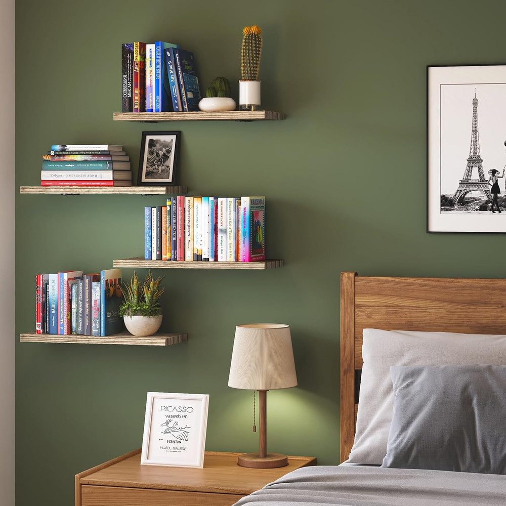 Wall Floating Shelves for Room Decor, 4 Sets Floating Shelves for Wall Storage,