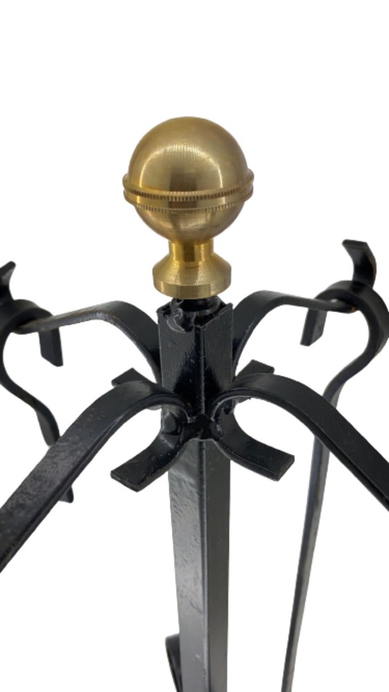 Fireplace Accessory Set Tool Kit Tripod Wrought Iron Fire Stove Gold