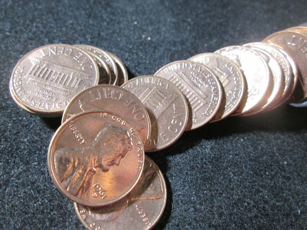 1961-D LINCOLN CENT ROLL  GEM BU