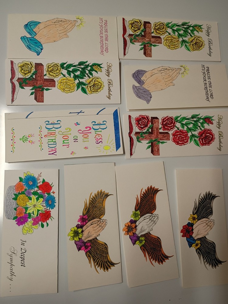 hand colored greeting cards