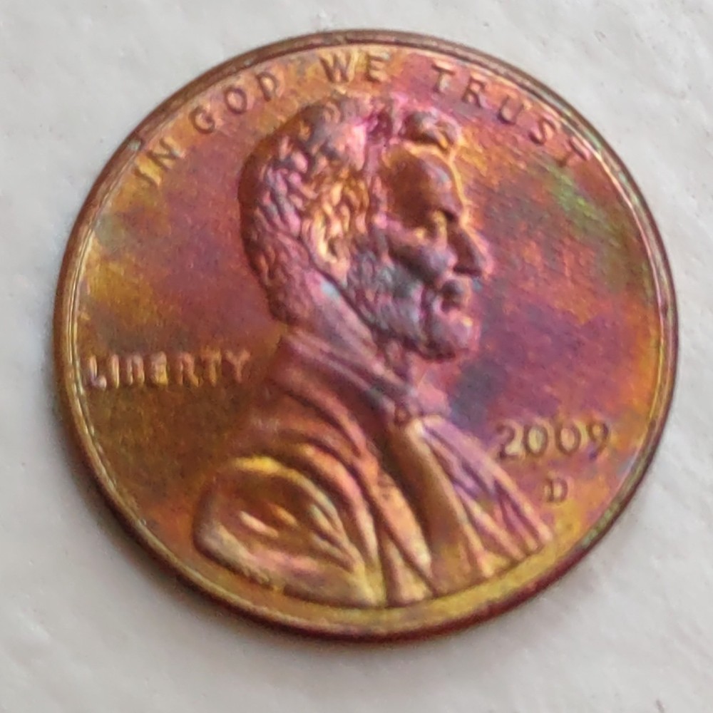 2009 D Lincoln Bicentennial Small Cent Formative Years Multicolor Rainbow