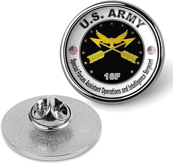 US Army Special Forces Assistant Operations & Intelligence Lapel Pin - Silver