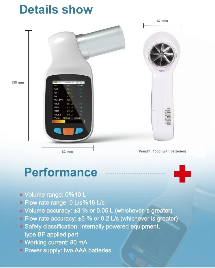 SR010 Handheld Digital Spirometer Pulmonary Function Spirometry,B&&T