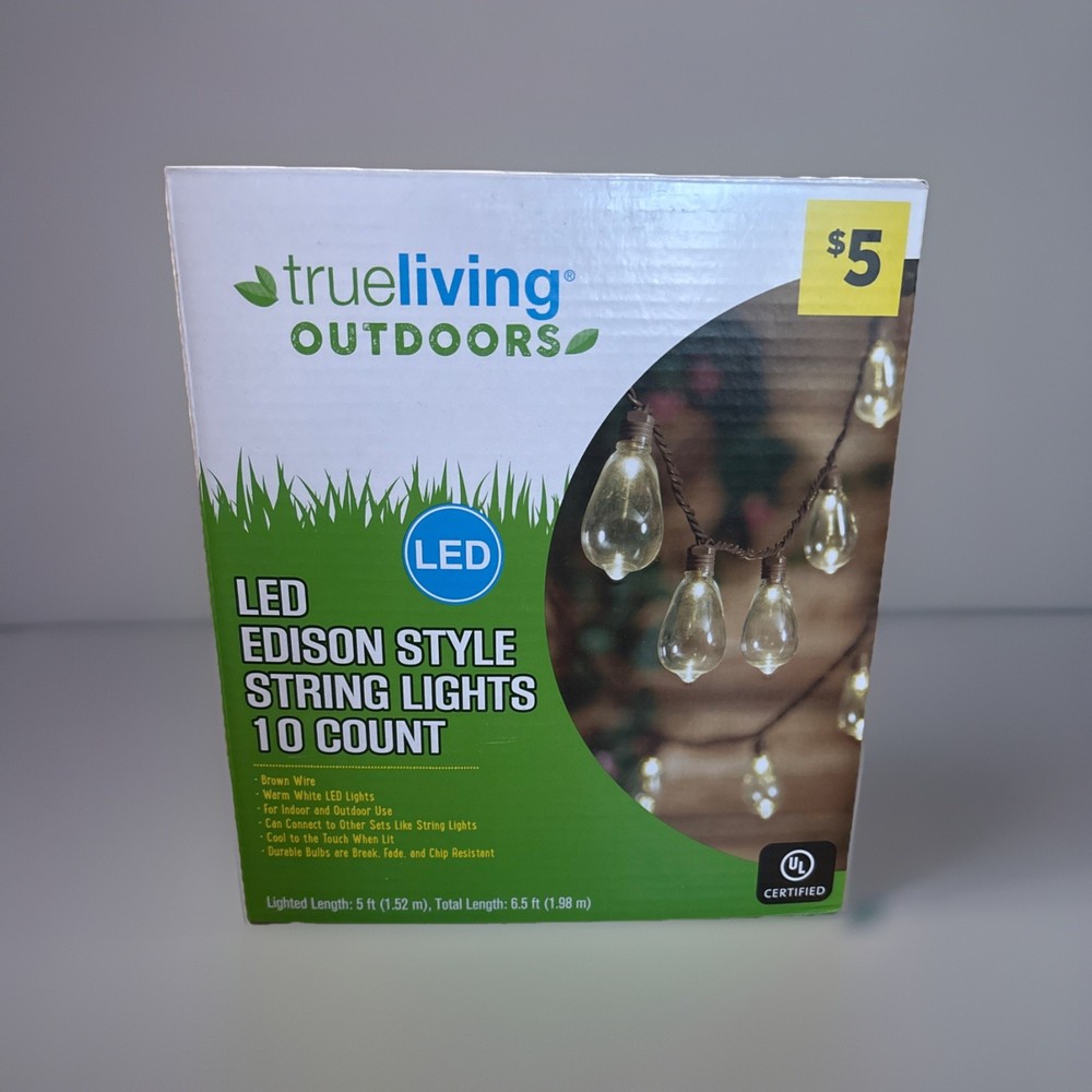 Trueliving Outdoors LED Edison Style String Lights 10 Count