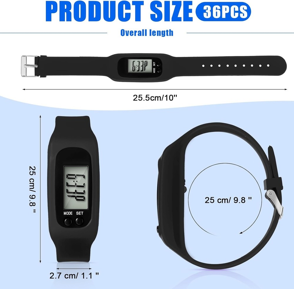 Pedometer Walking Steps & Miles Pedometer Watch Silicone Steps Tracker Running