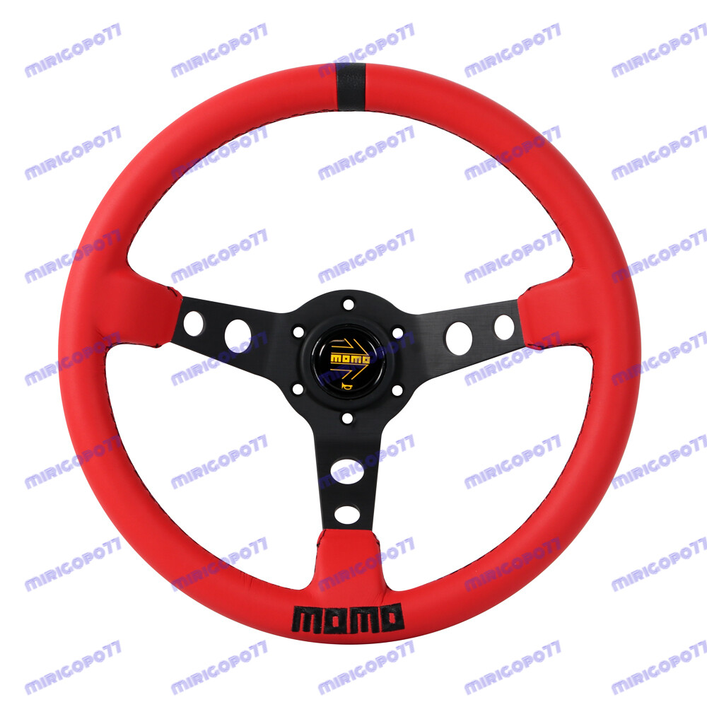 Deep Dished 350mm Red Steering Wheel Microfiber Leather For momo Omp hub X1