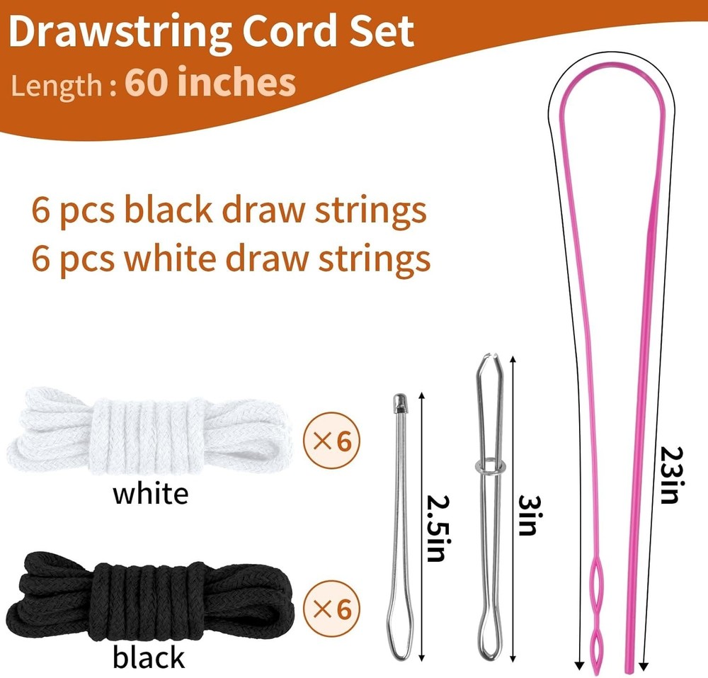 12 Pcs Drawstring for Sweatpants, 60 Inch Hoodie String Replacement