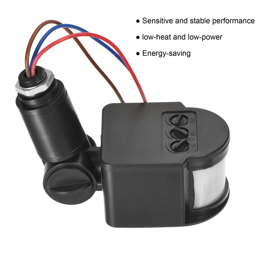 Motion Sensor 12V Infrared PIR Detector Switch Wall Mount Black