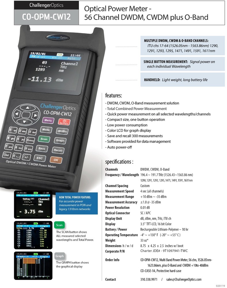 Challenger Optics CO-OPM-CW12 Power Meter