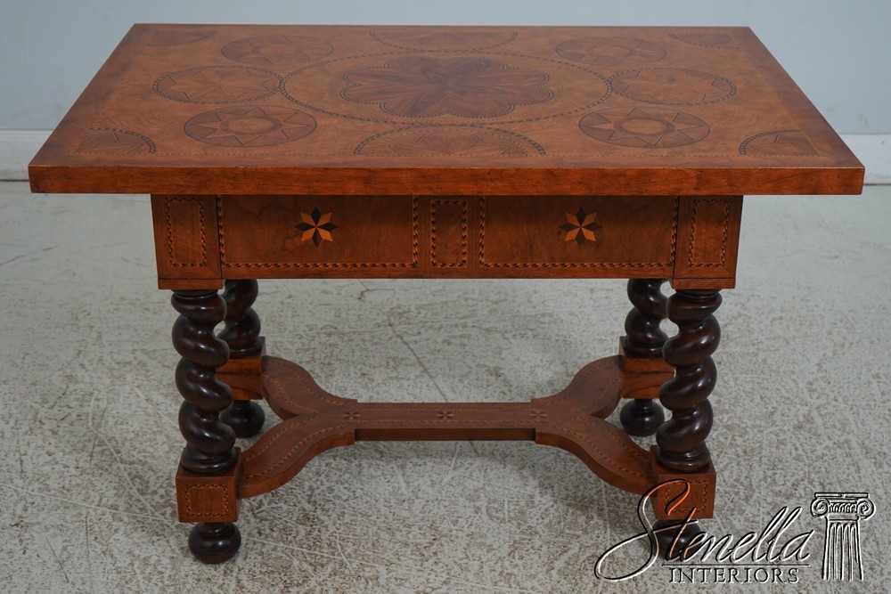 L67487: BAKER Highly Inlaid 1 Drawer Continental Library Table Desk