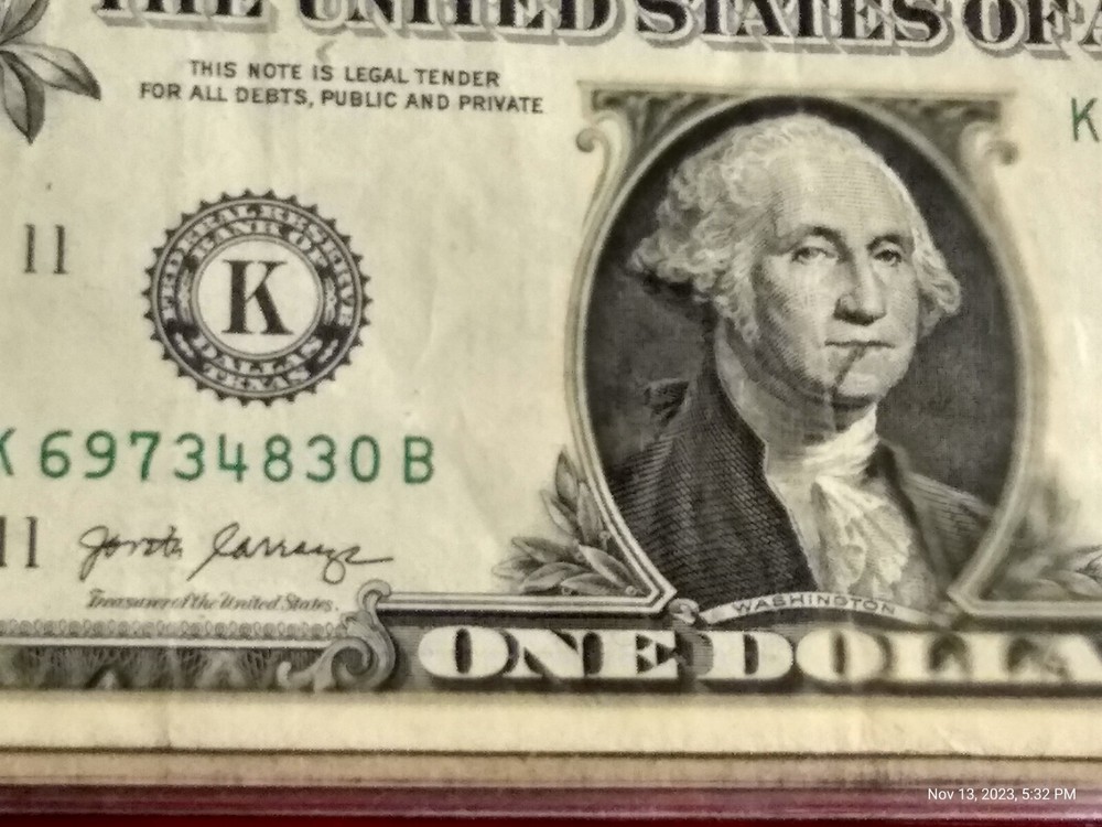 2017-Series"Mint Error" $1.00 Bill Noten"K 69734830 B