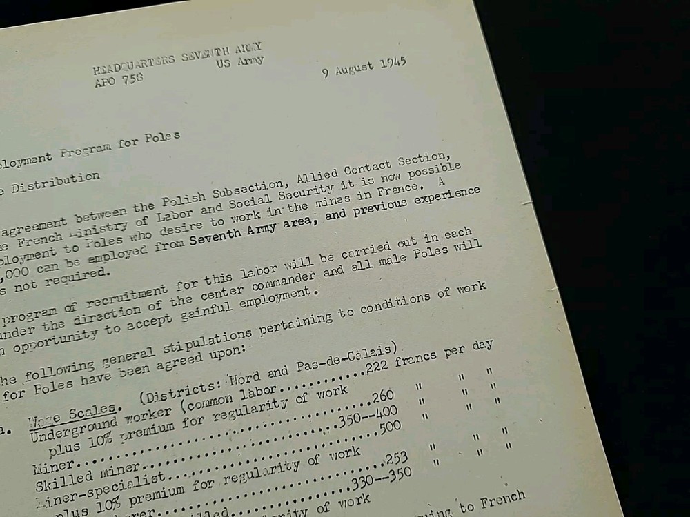 1945 Germany WWII US Army War Military Document Work Programs for Polish Poland