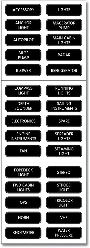 Blue Sea DC Panel Label Kit with  60 Common DC Labels