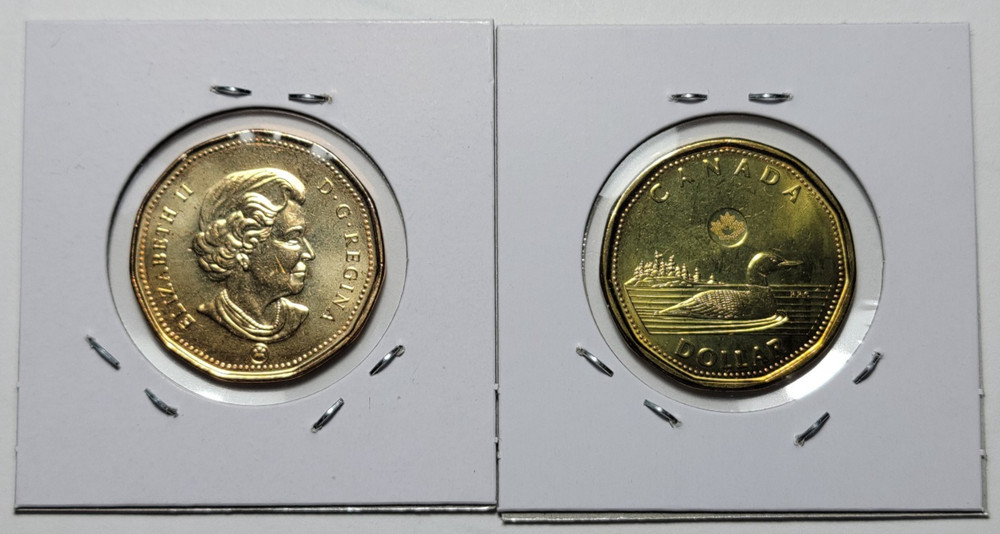 BOTH 2012 NO Security & Security CANADA 1 Dollar UNC Old & New Generation Loonie