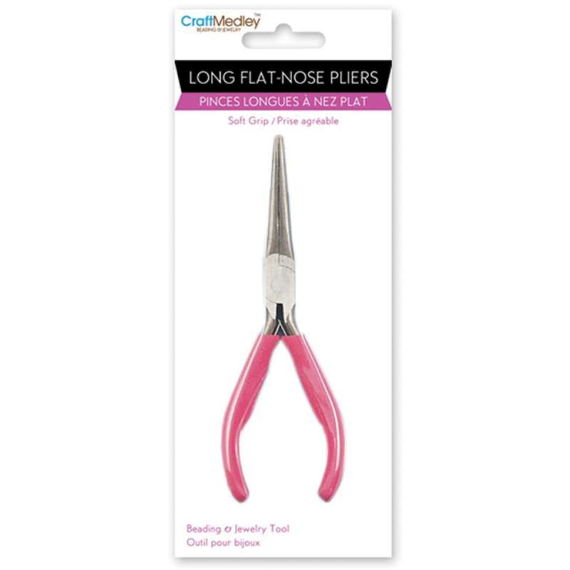 Long Flat Nose Pliers W/Soft Grip Handle 6"