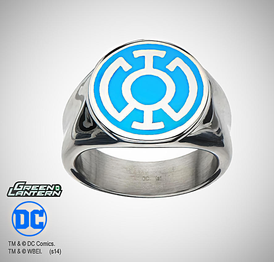 DC Comics Blue Lantern Corps Stainless Steel Blue Enamel Hope Ring