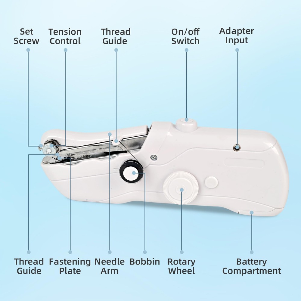 Handheld Sewing Machine，Mini Portable SewingMachine for minor works, white