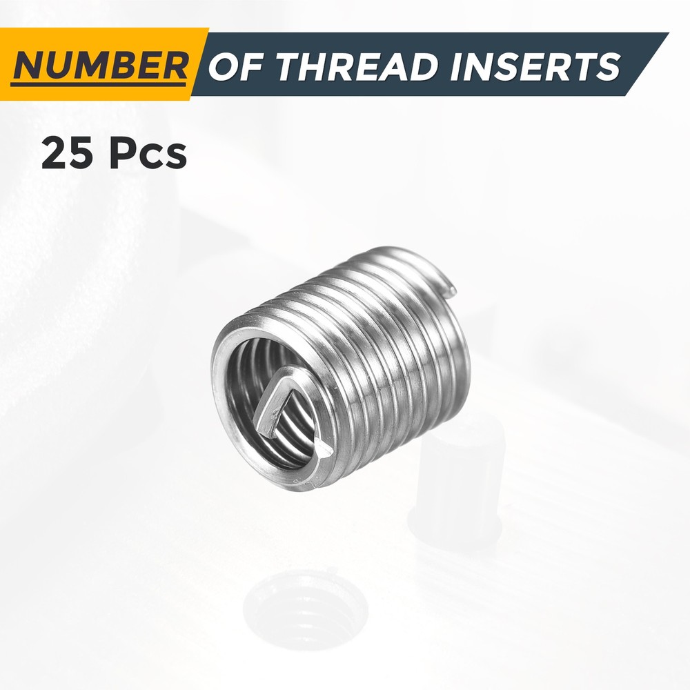 25pcs Wire Thread Inserts M6 x 1 x 2D Metric Helical Threaded Sleeve