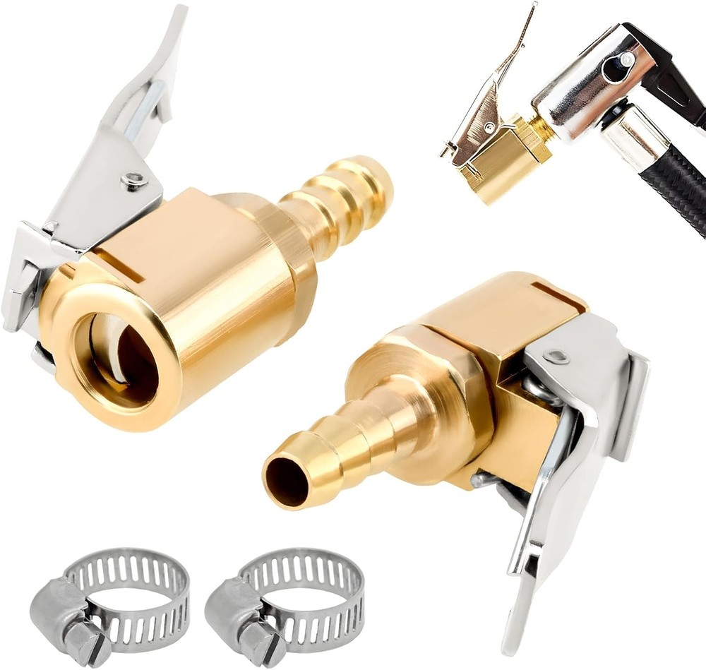 Tire Air Chuck with Clamps 2 PCS Brass