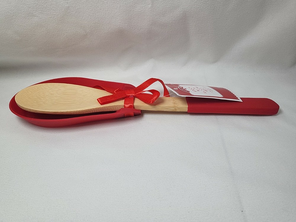Holiday Time Red Spoon with Silicone Rest & silicone handle