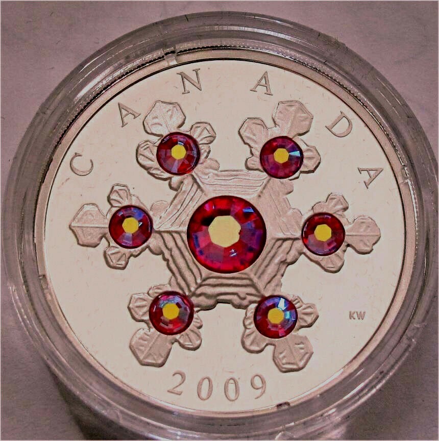 2009 CANADA SILVER 20 DOLLARS SNOWFLAKE PINK