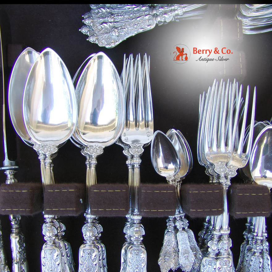 Renaissance Dinner and Luncheon Flatware Set 800 Silver 1890 Bruckmann