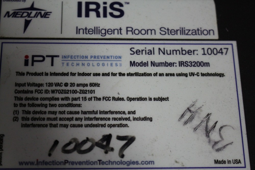 IPT Infection Prevention Technologies IRS3200M UV Room Sterilization STERILIZER