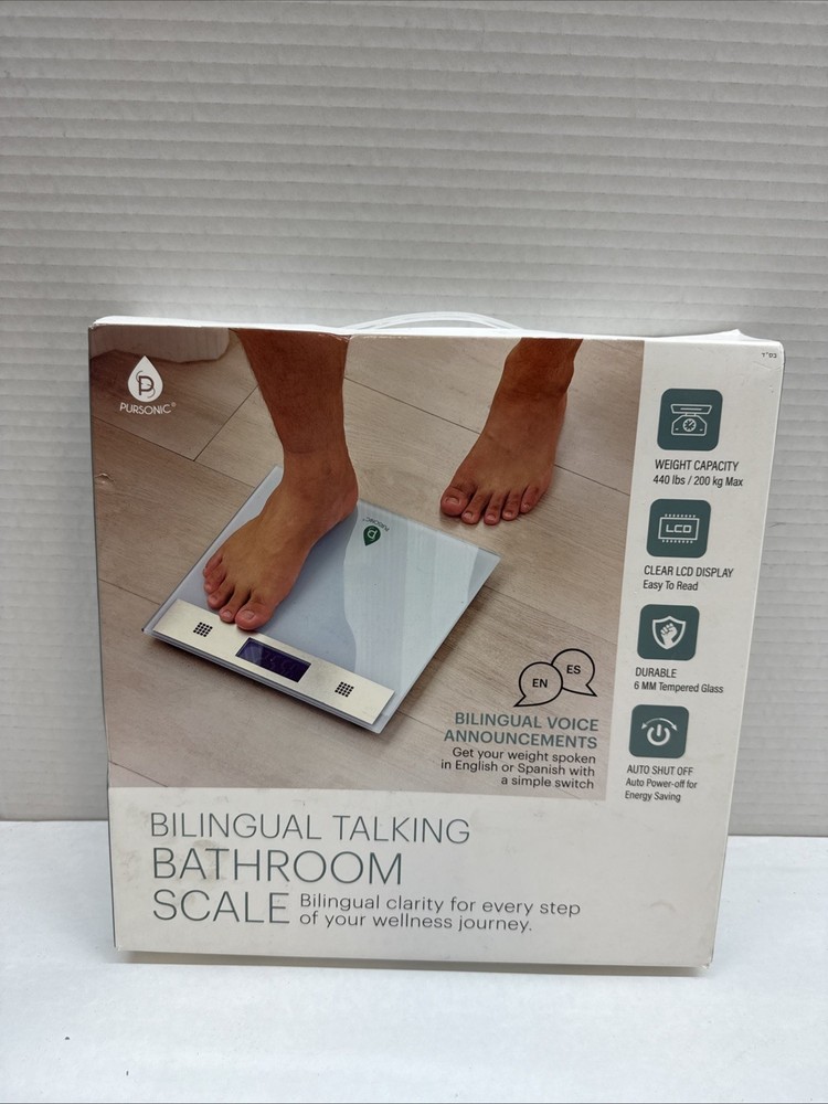 Pursonic - Bilingual Talking Bathroom Scale White
