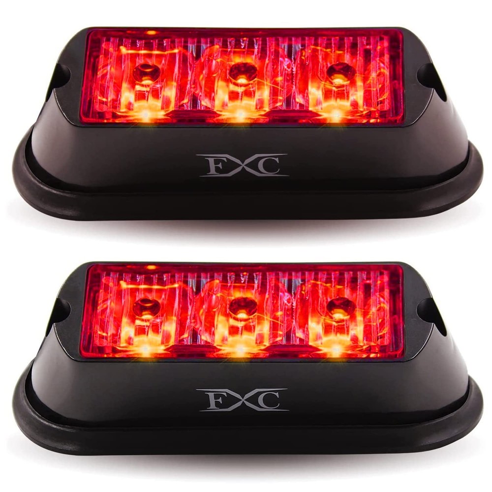 FXC (2PCS 3-LED Strobe Light Red Waterproof Emergency Beacon Flash