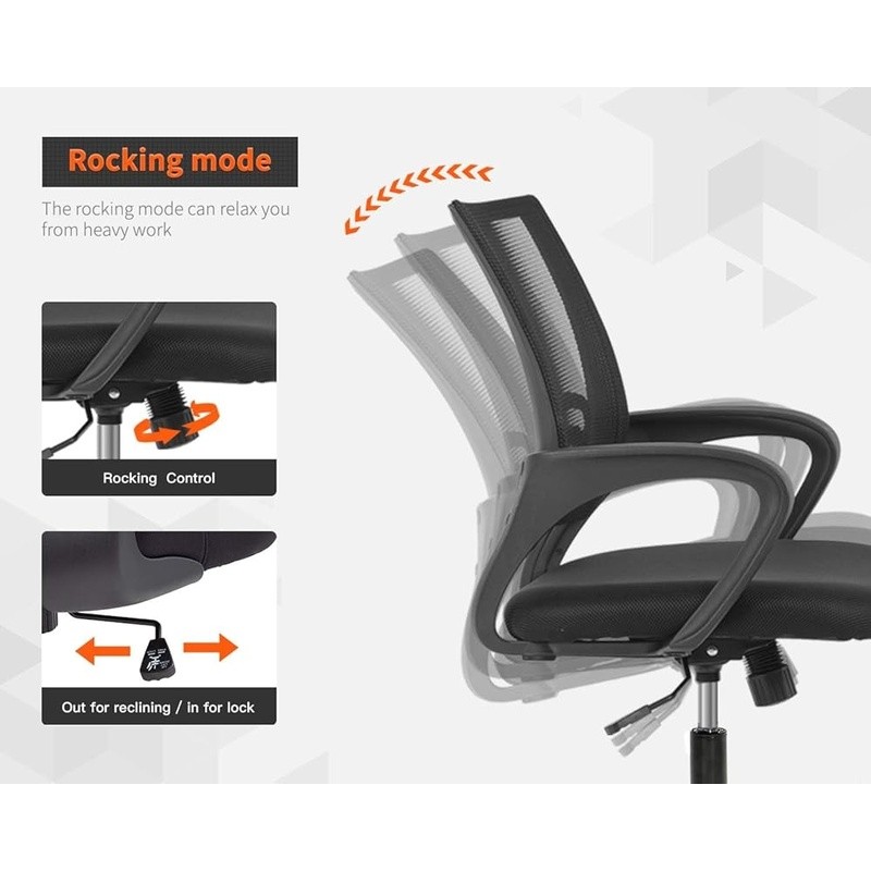 Ergonomic Mid-Back Mesh Office Chair W/ Lumbar Support Adjustable Rolling Swivel