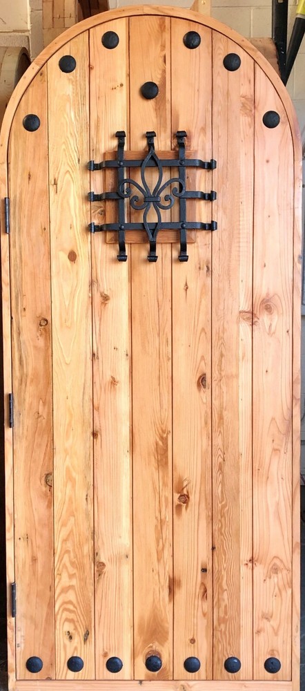 Rustic solid alder lumber arched door solid wood storybook castle winery
