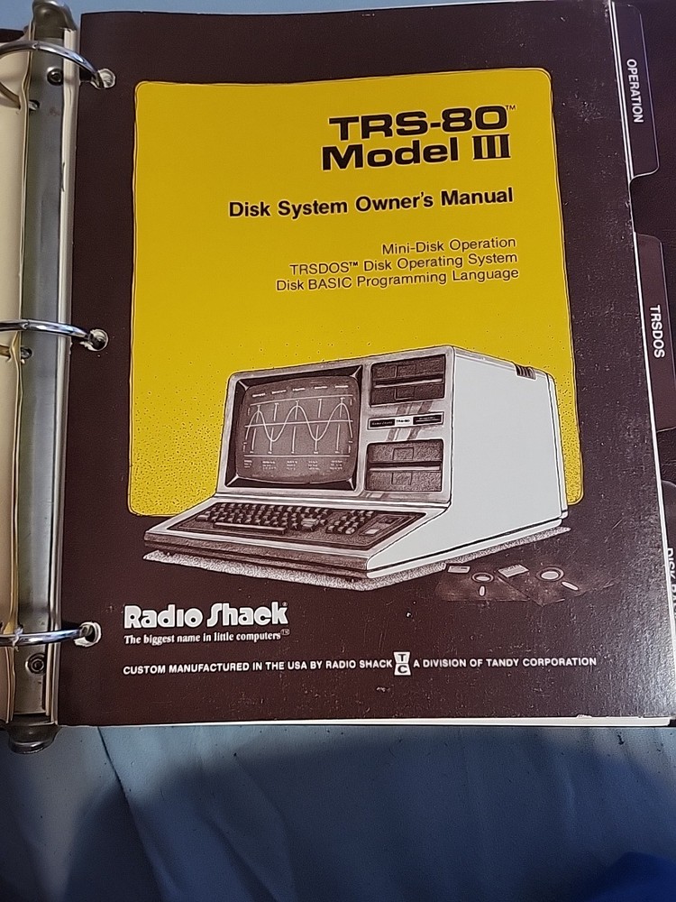 Radio Shack TRS-80 Model III 1st Computer Disk Operation System Owners Manual