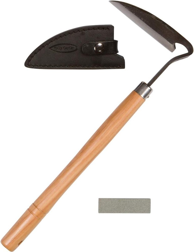 Effortless Weeding Tool with Sharp Sickle & Leather Sheath