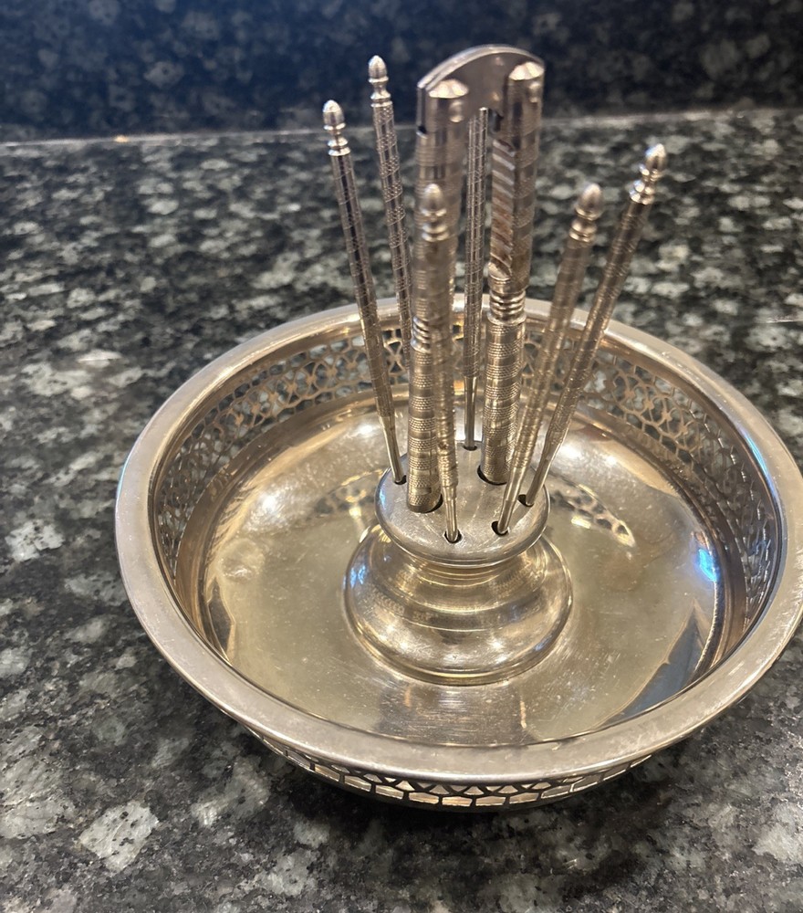 Farberware Silver-Tone Metal Round Nutcracker & Picks With Nut Dish