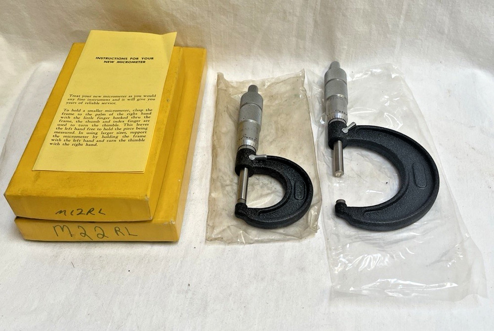 VINTAGE ORIGINAL MAC TOOLS 0 - 1” & 1 - 2” MICROMETER BY CENTRAL TOOLS ~ NEW !!!