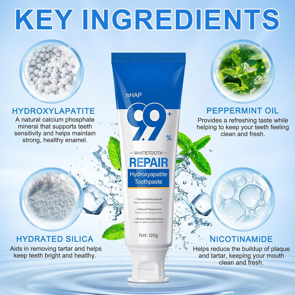 Hydroxyapatite Toothpaste 9.9%, Nano Hydroxyapatite Toothpaste (Fluoride Free...