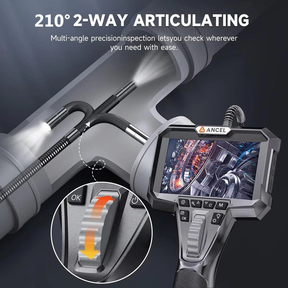 ANCEL AN301 5FT Snake Borescope Camera 210 Articulating Endoscope 4 3 IPS Screen