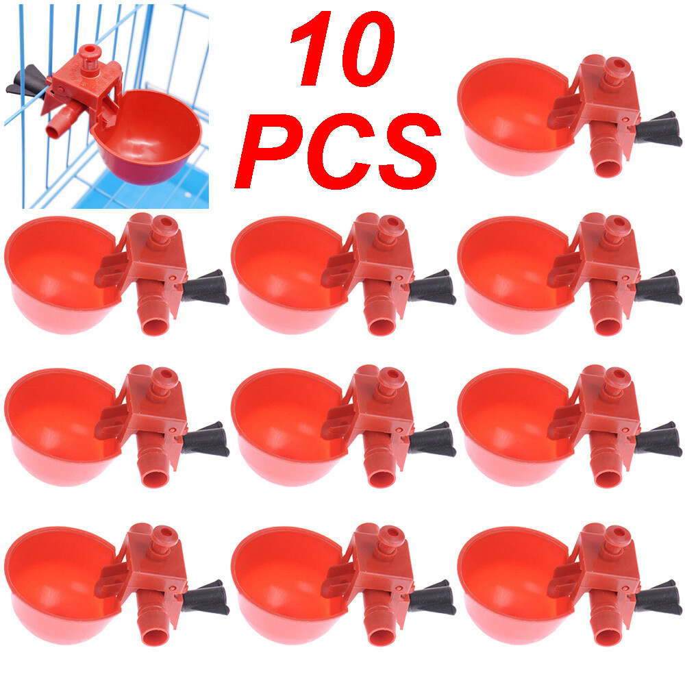 10x Poultry/Quail Water Drinking Cups Chicken Hen Plastic Automatic Drinker