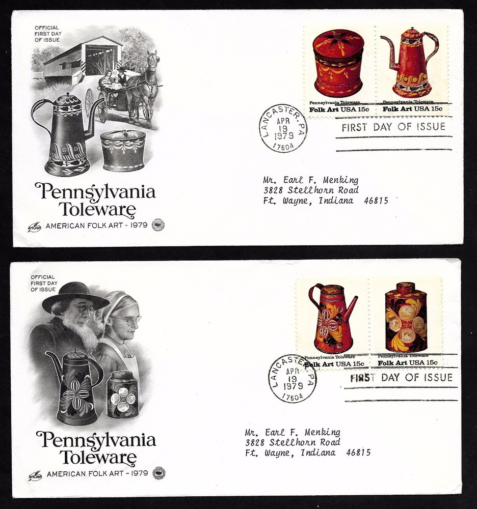 #1775-78 15c Toleware - 4 on 2 ArtCraft/PCS FDCs
