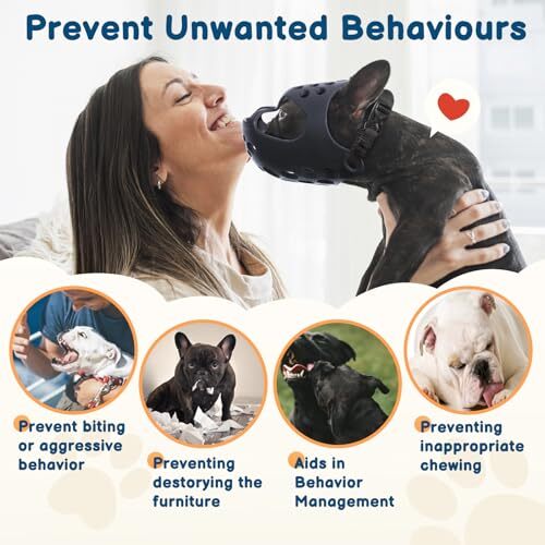 Dog Muzzle for Short Snout Dogs Soft Silicone Muzzle for Biting Chewing