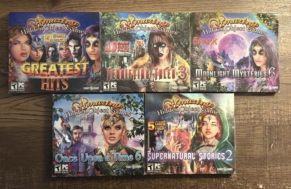 Lot Of 5 Amazing Hidden Objects PC CD Rom Computer Games